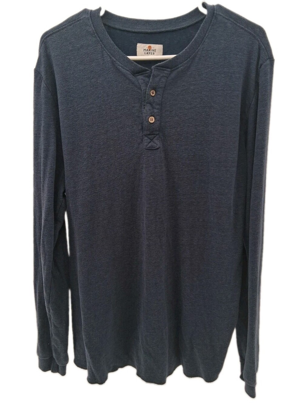 Marine Layer Shirt Men's Large Blue Long Sleeve Henley Base Outdoor Workwear